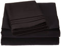 1500 Thread Count 4-Piece Bed Sheet Set Queen Deep Pockets Black Y92417