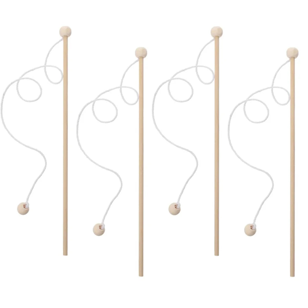 4 Pcs Wooden Magnetic Fishing Poles I633911