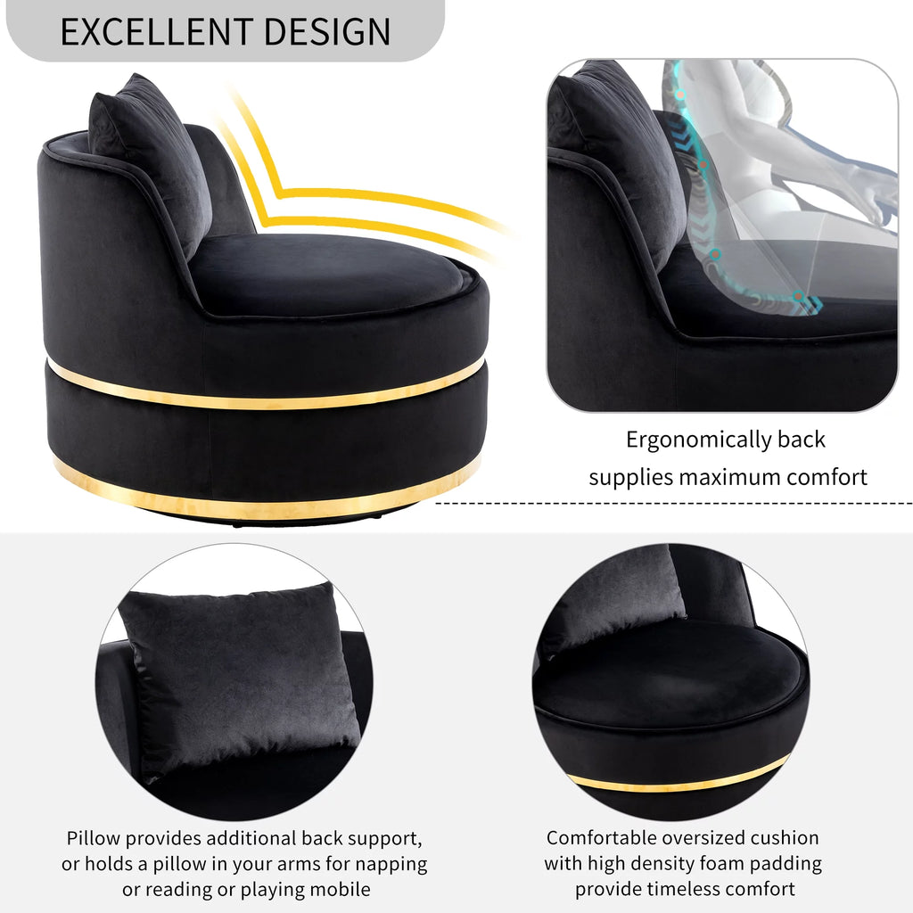 Black Velvet Swivel Barrel Chair X68167