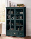 Dark Teal Composite Cabinet with Glass Doors A1164