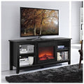 Black Wood TV Stand with Fireplace T721948