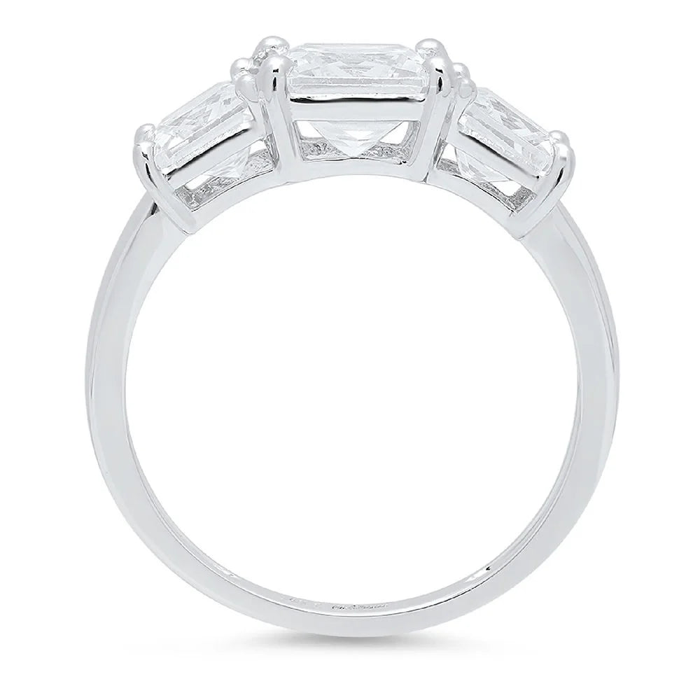 14K White Gold Three-Stone Diamond Engagement Ring size 6.5 W742666