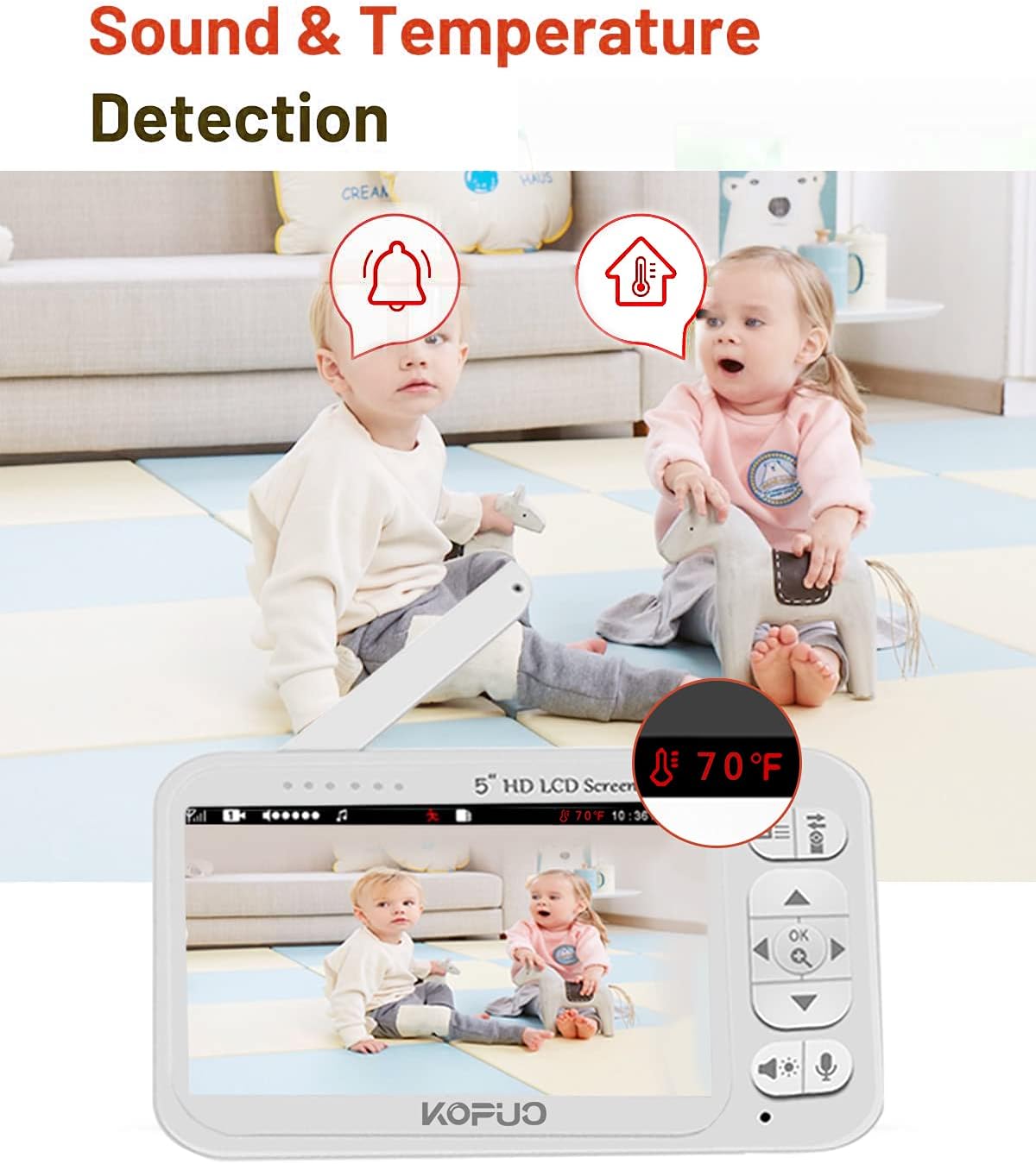 5 HD Display Video Baby Monitor with Camera and Night Vision F112275