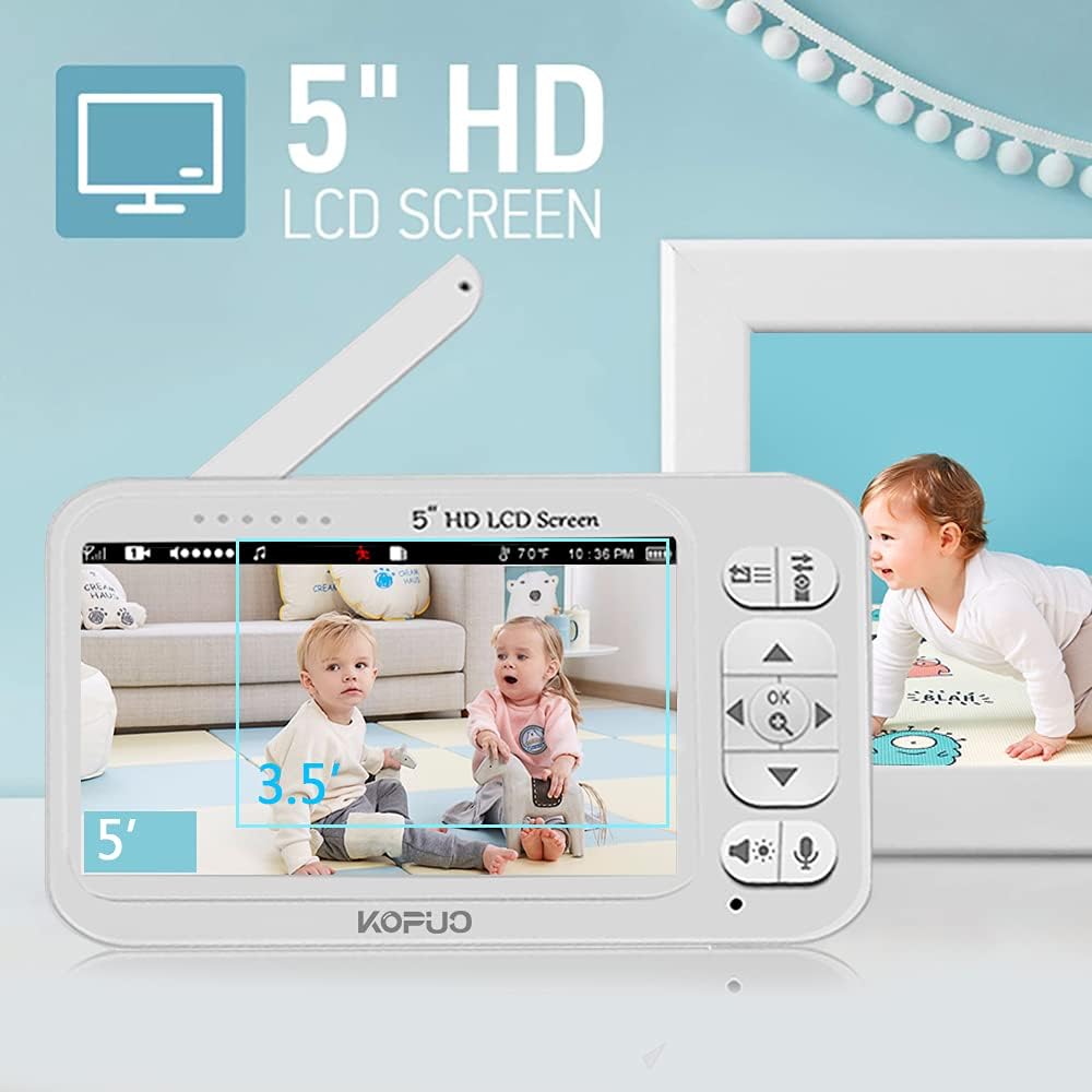 5 HD Display Video Baby Monitor with Camera and Night Vision F112275