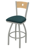 Swivel Counter Stool with Anodized Nickel Finish, Natural Back Q293