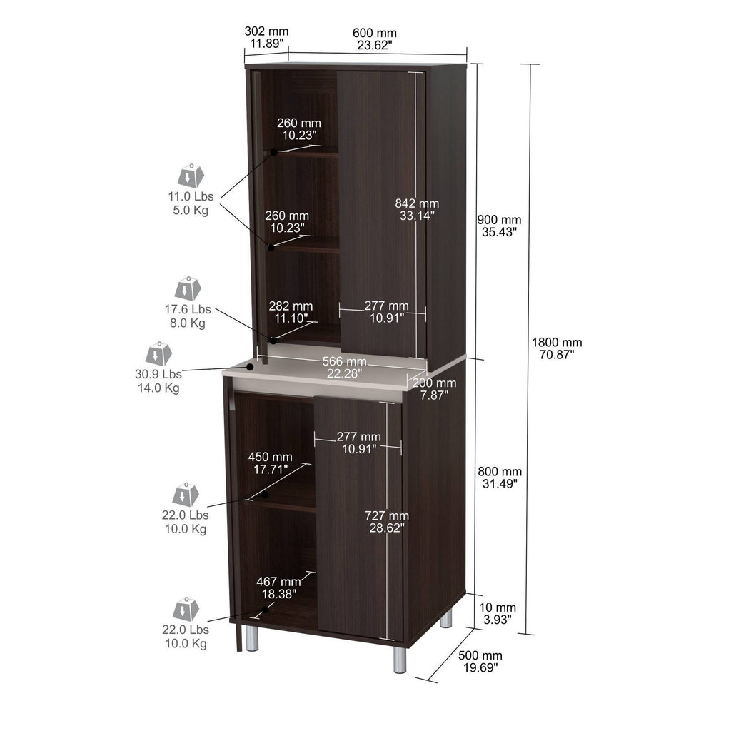 Espresso and Amber Grey 4-Door Cabinet Z141