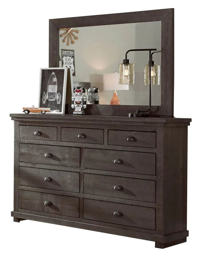 Dark Grey Drawer Dresser & Mirror J1122