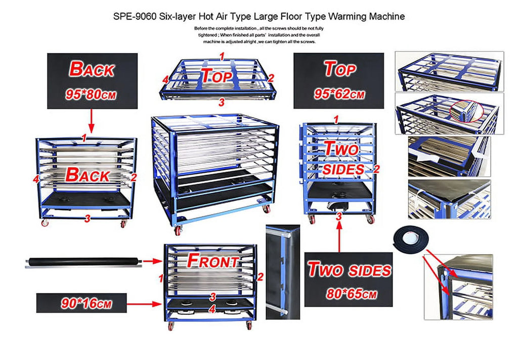 Large Warming Machine Six-layer Hot Air Floor Type Vertical Screen Drying Cabinet 35"x24" D25276