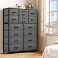 16 Drawer Fabric Dresser with Metal Frame and Wooden Top L923
