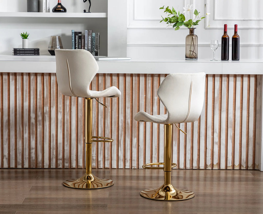 Adjustable Swivel Velvet Bar Stools Set of 2 L68341