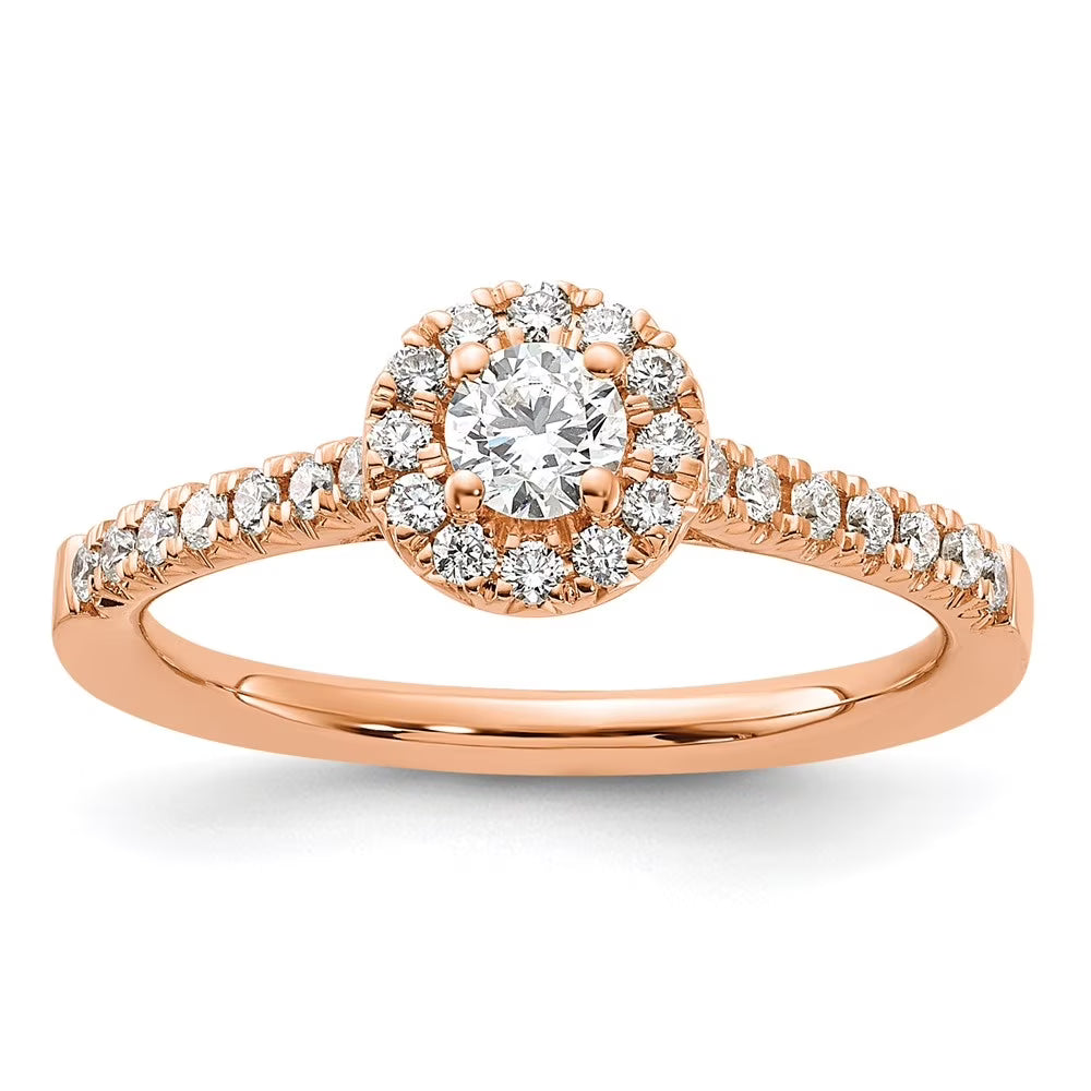 14k Rose Gold Lab Grown Diamond Halo Ring T430