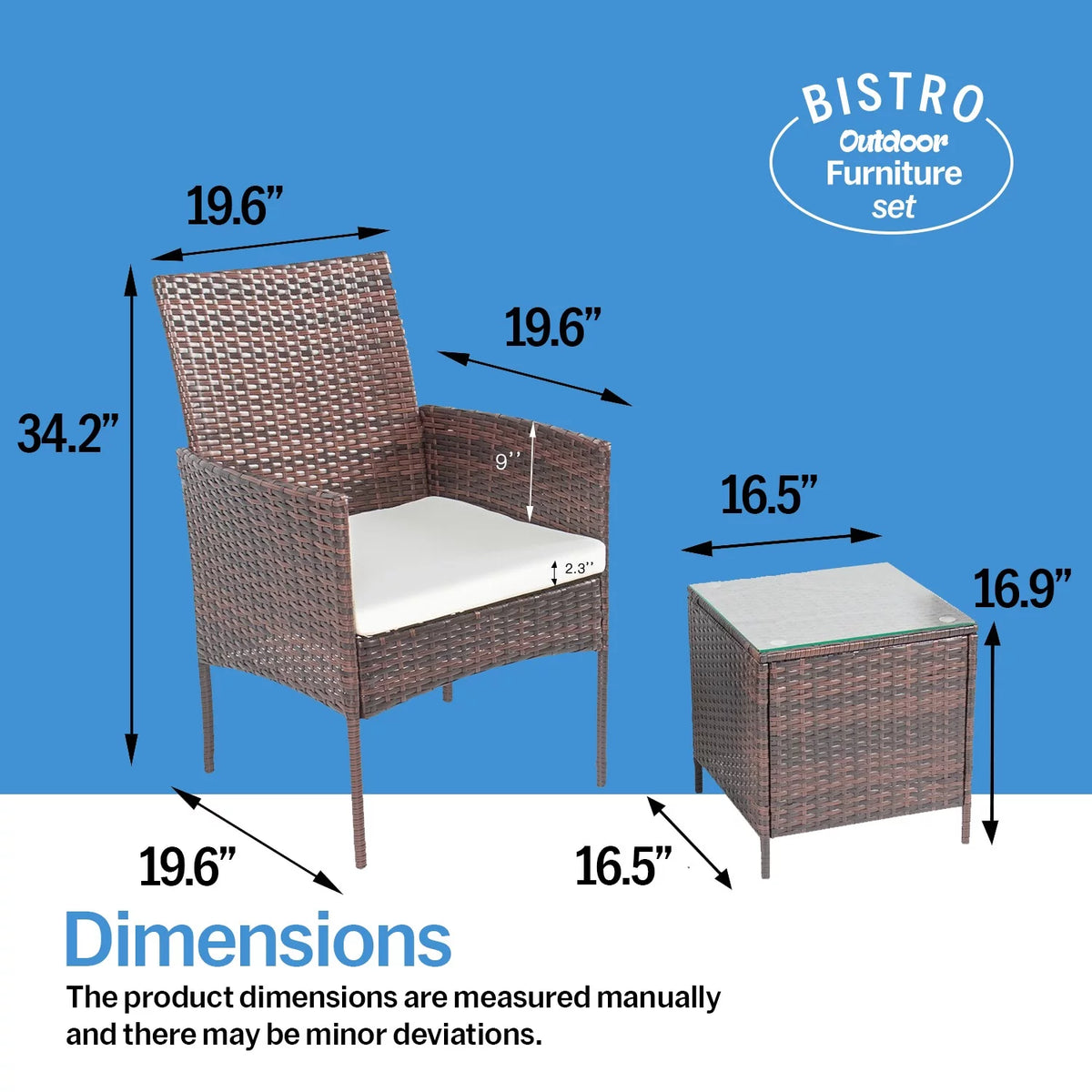 3 Piece Rattan Outdoor Furniture Set L2664