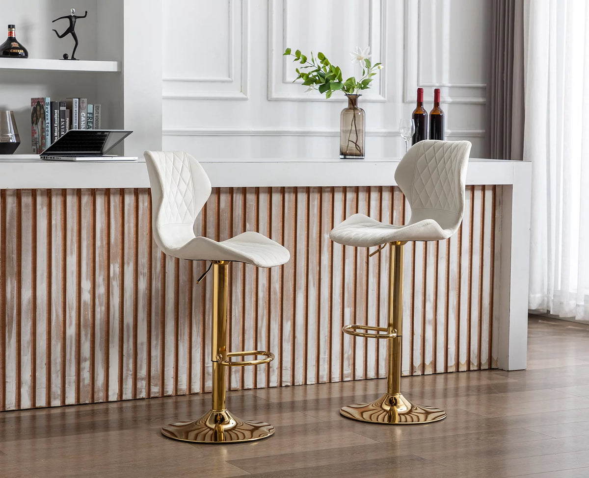 Adjustable Swivel Velvet Bar Stools Set of 2 L68341