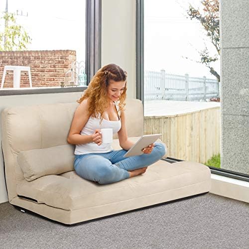Gray Fabric Sleeper Sofa Bed with 2 Pillows Q777