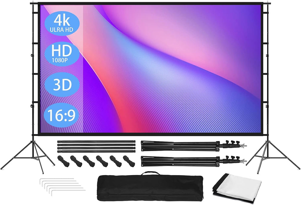 120 inch Portable Projector Screen with Stand and Carrying Bag N96143
