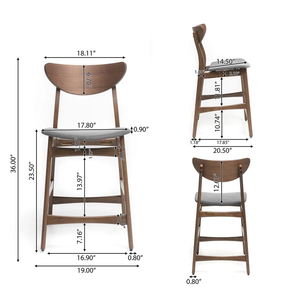Dark Grey Fabric Counter Chair, Set of 2 W890