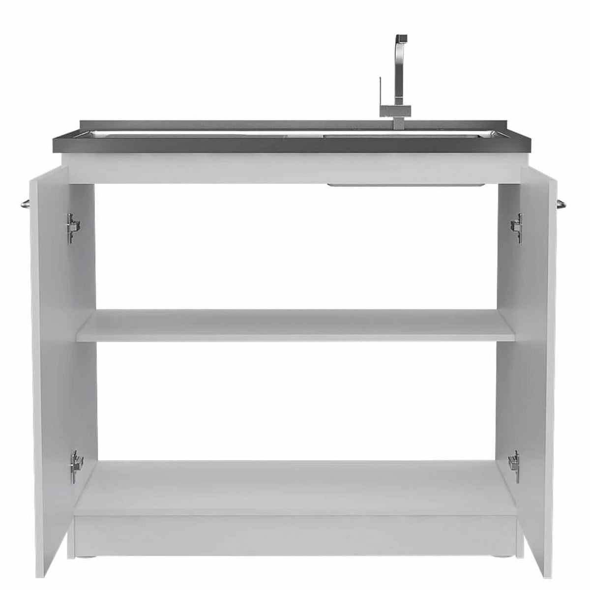 White Modern Engineered Wood Utility Sink with Cabinet G186623