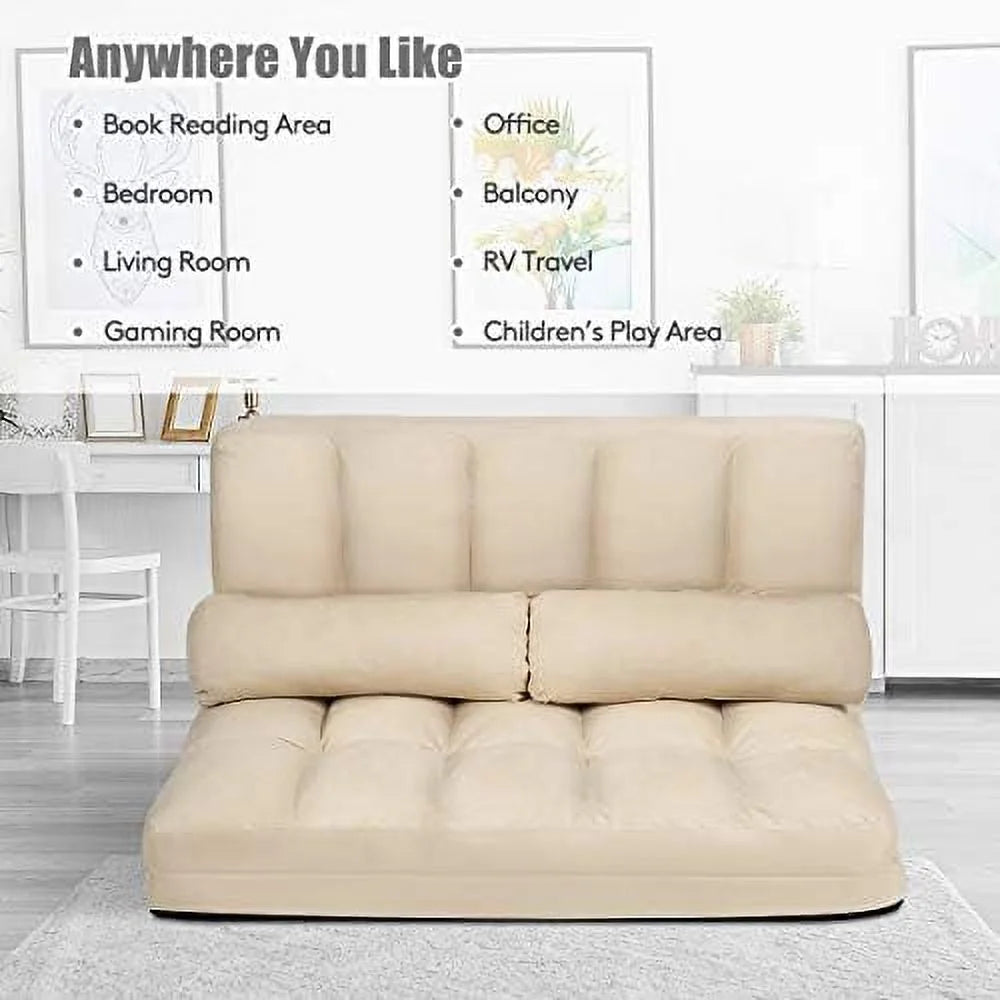 Gray Fabric Sleeper Sofa Bed with 2 Pillows Q777