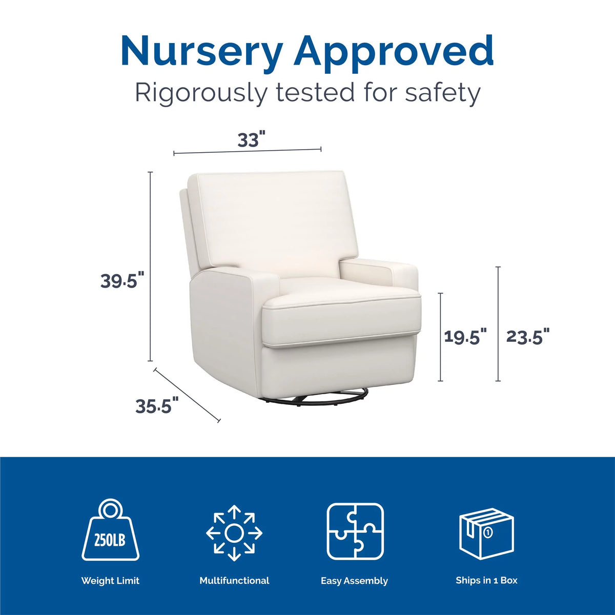 White Linen Swivel Glider Recliner Chair W494