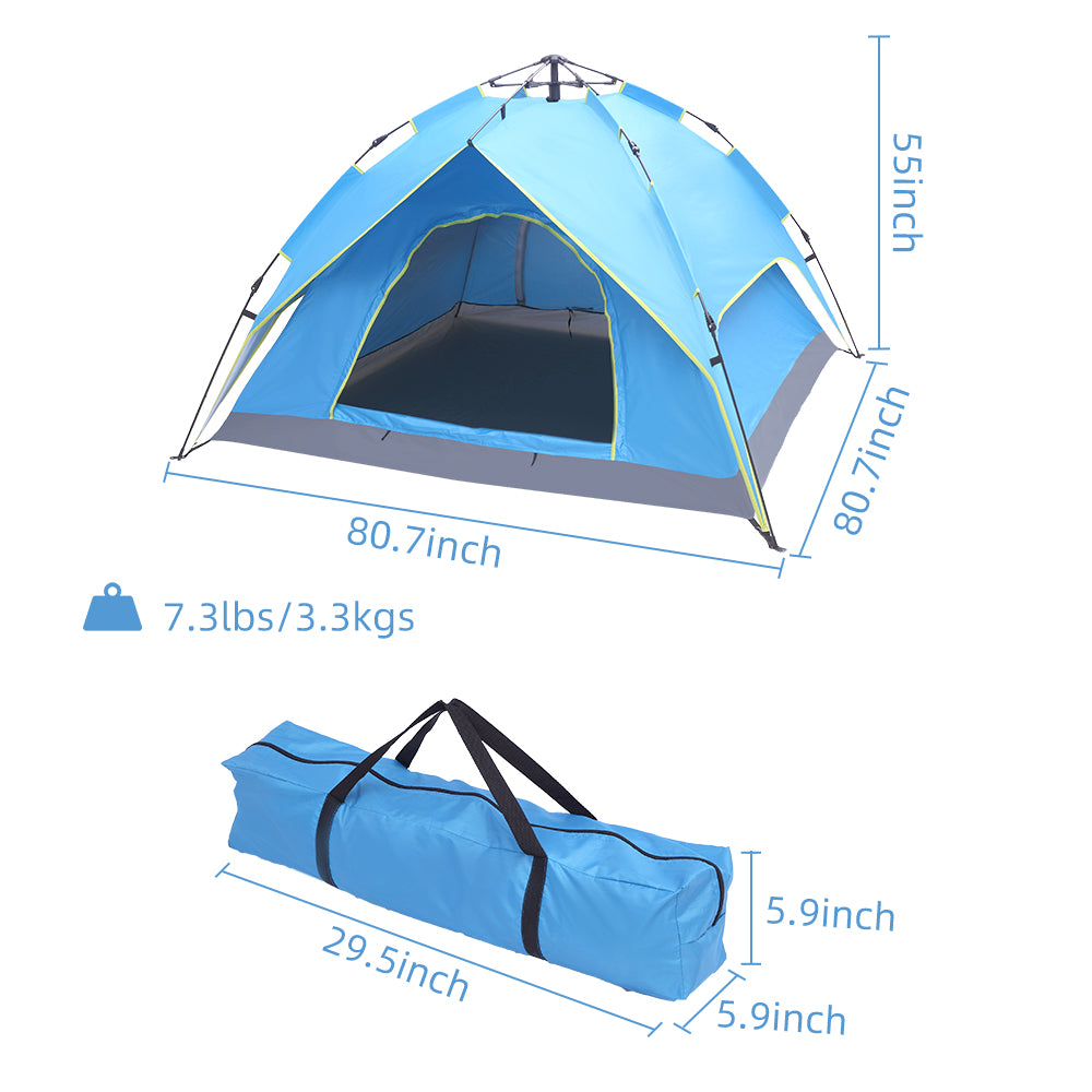 Waterproof Instant Pop Up Double-Deck Tow-Door Camping Tent D172
