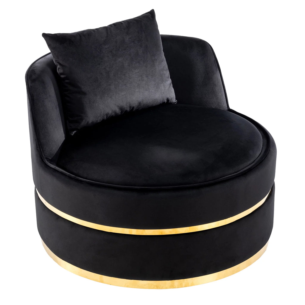 Black Velvet Swivel Barrel Chair X68167