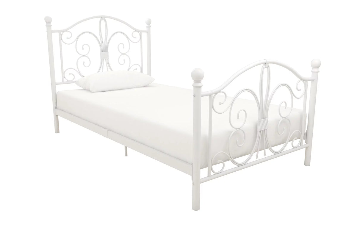 White Twin Metal Bed Q46156