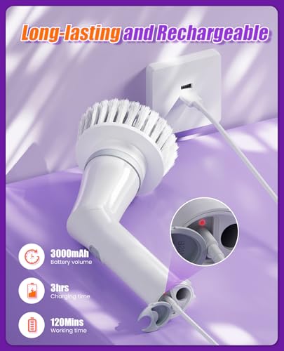 Cordless Electric Spin Scrubber with 6 Brush Heads N7971
