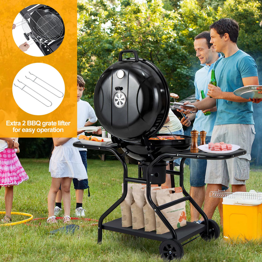 22 inch Charcoal BBQ Grill with Thermometer P8043