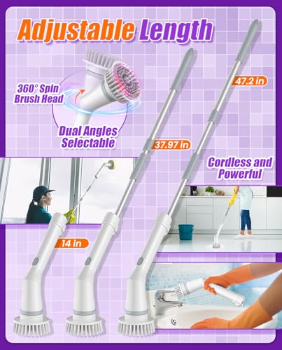 Cordless Electric Spin Scrubber with 6 Brush Heads N7971