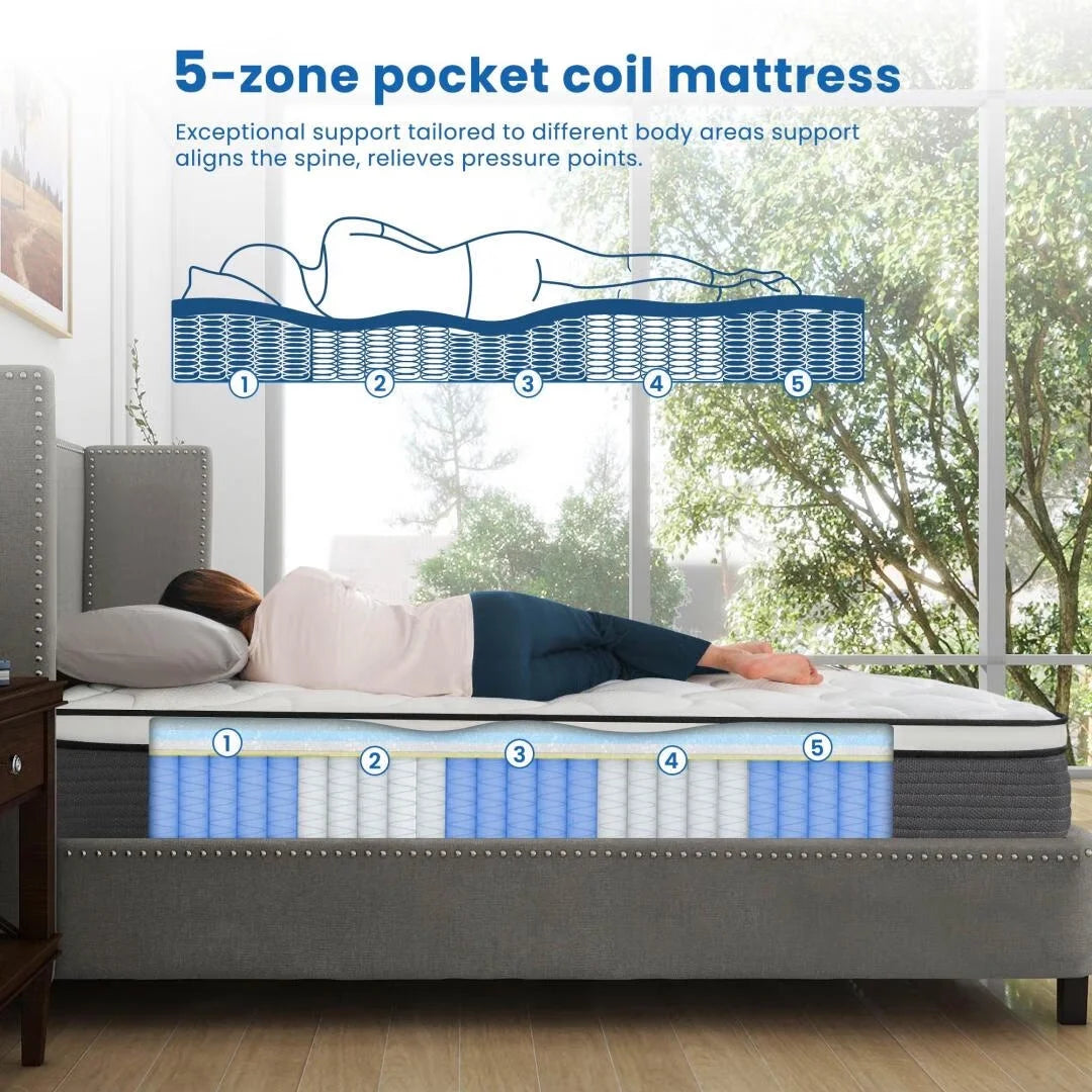 Queen 12 Inch Hybrid Innerspring Mattress with Memory Foam T29397