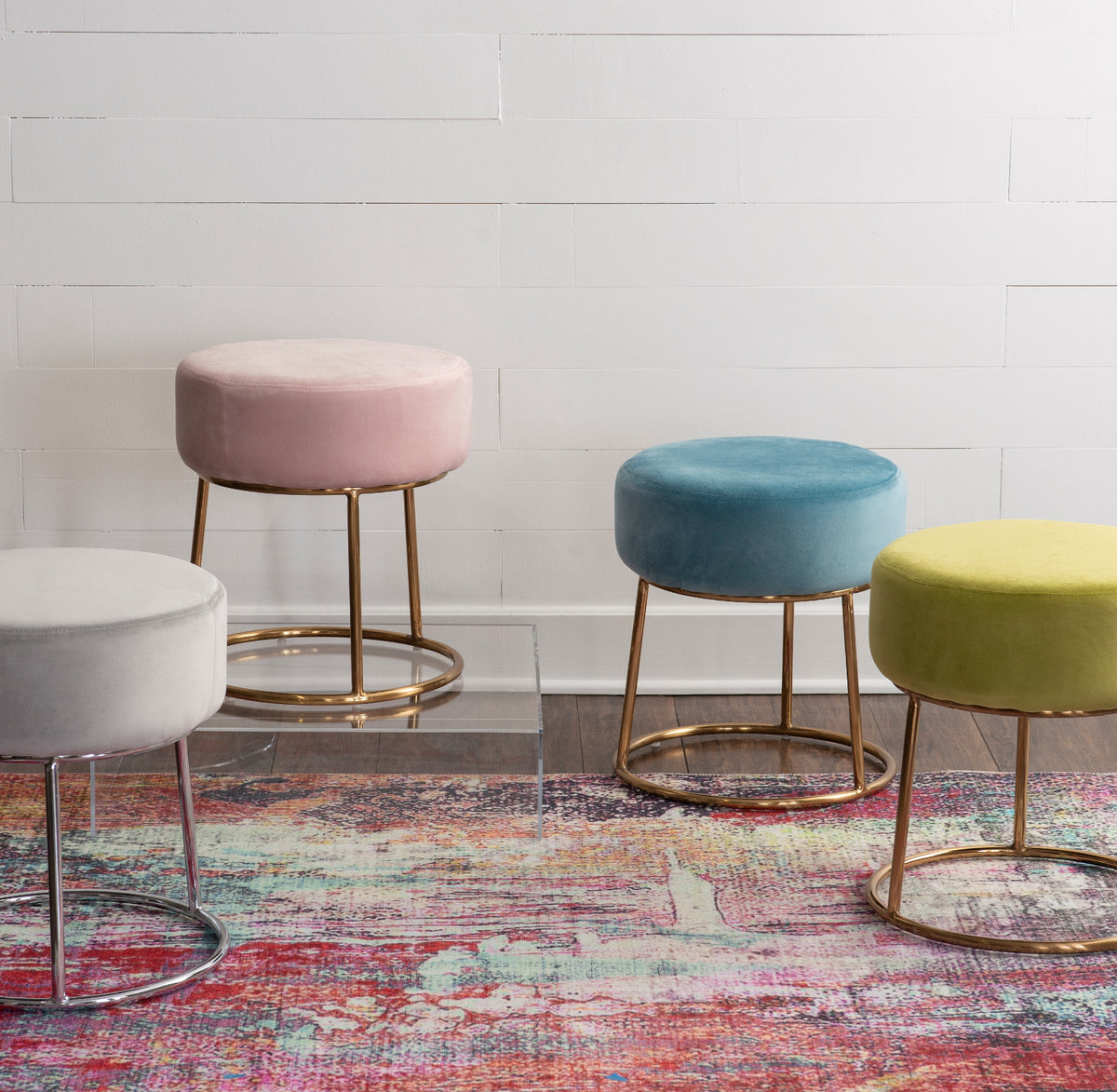 Gray Velvet Vanity Stool K7113