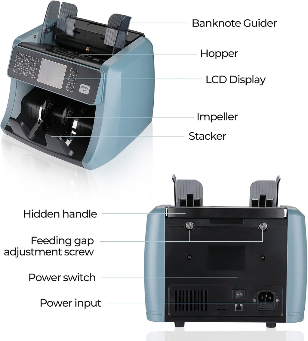 Money Counter Machine with UV/IR/MG/DD Detection, 1200 Bills/Min Speed X37957