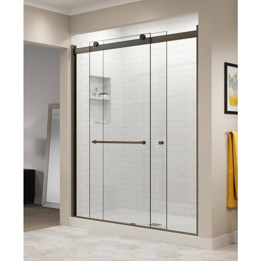 Oil Rubbed Bronze Bypass Semi Frameless Shower Door R263