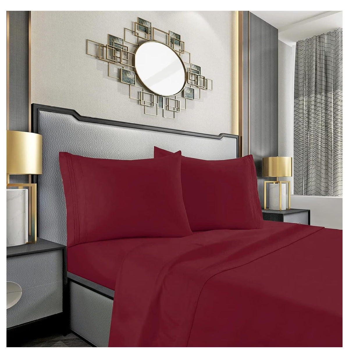 Burgundy Twin 4 Piece Sheet Set with Pillowcases N469