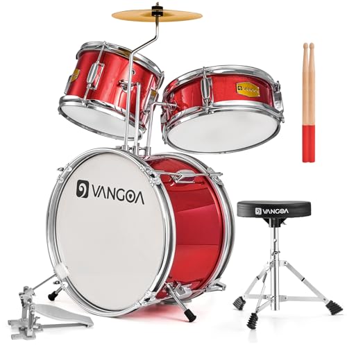 Kids 3-Piece Drum Set with Throne Cymbal Pedal & Drumsticks T4724