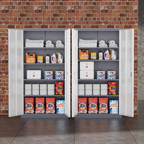72" Black Locking Metal Storage Cabinet with 4 Adjustable Shelves Z586157
