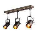 3-Light Industrial Wood Canopy Ceiling Wall Light E2046