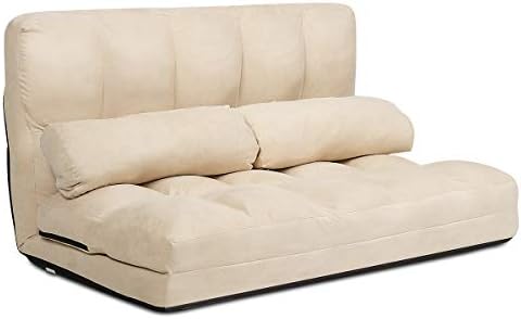Gray Fabric Sleeper Sofa Bed with 2 Pillows Q777