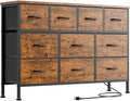 Black 10 Fabric Drawer Dresser TV Stand U139628
