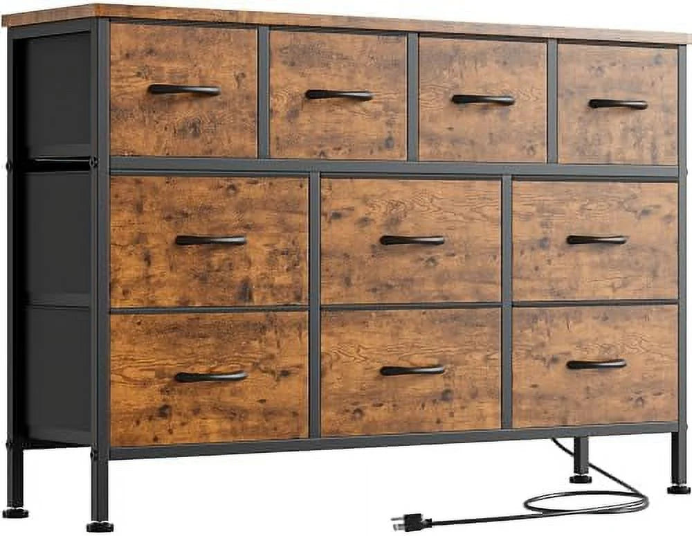 Black 10 Fabric Drawer Dresser TV Stand U139628