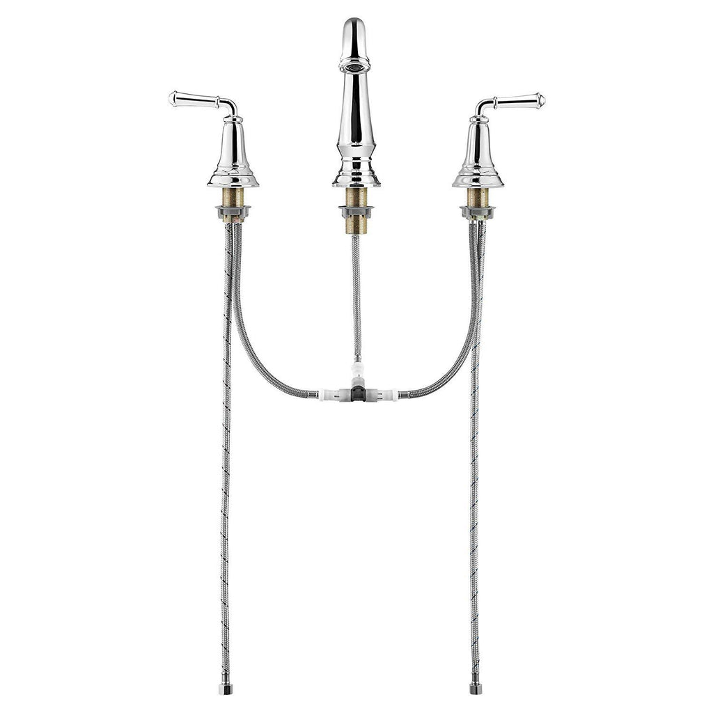 Polished Chrome Widespread Bathroom Faucet with Pop-Up Drain I55455