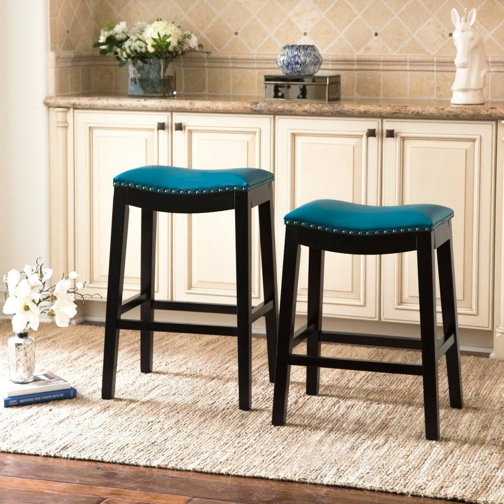 Teal Bonded Leather Counter Stool T455416