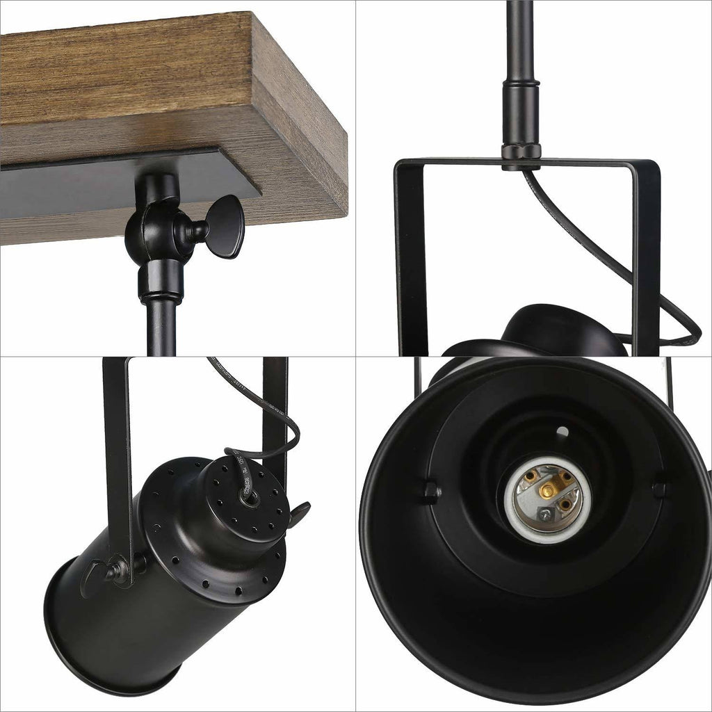 3-Light Industrial Wood Canopy Ceiling Wall Light E2046