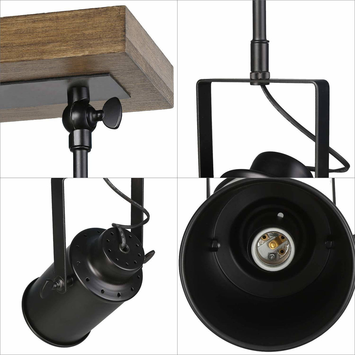3-Light Industrial Wood Canopy Ceiling Wall Light E2046