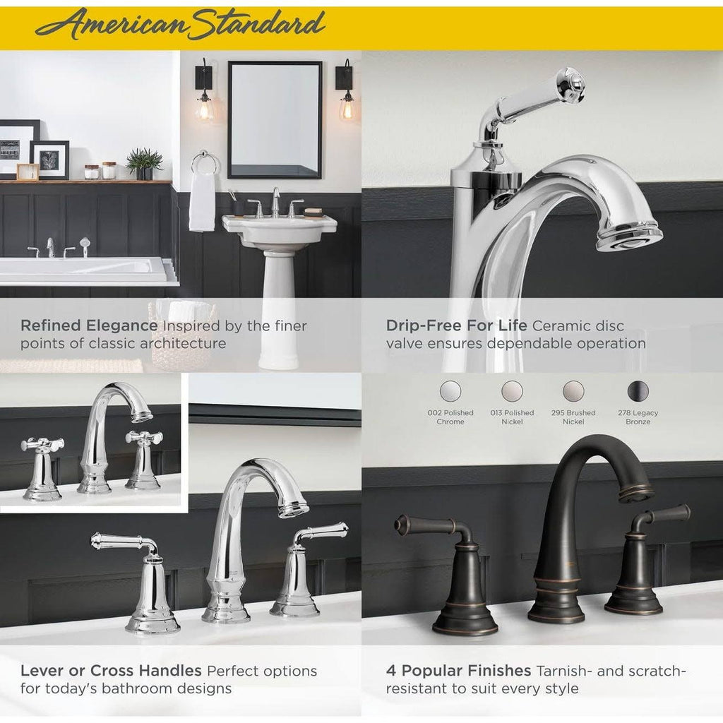 Polished Chrome Widespread Bathroom Faucet with Pop-Up Drain I55455