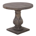 Brown Round Wood End Table with Pedestal Base S9039