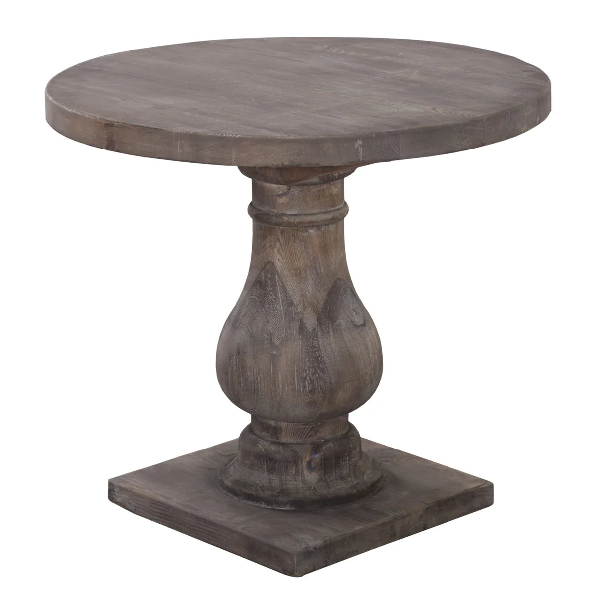 Brown Round Wood End Table with Pedestal Base S9039