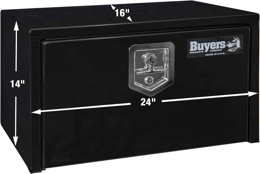 Black Steel Underbody Truck Box with T-Handle Latch, 14 x 16 x 24 Inch P1672