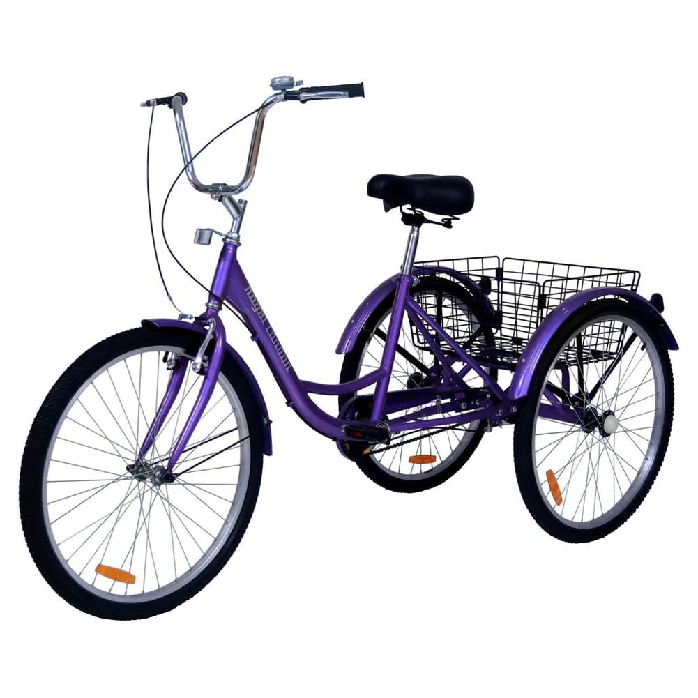 Purple 3 Wheeled Adult Tricycle with Shopping Basket D203012