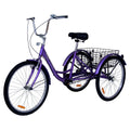 Purple 3 Wheeled Adult Tricycle with Shopping Basket D203012